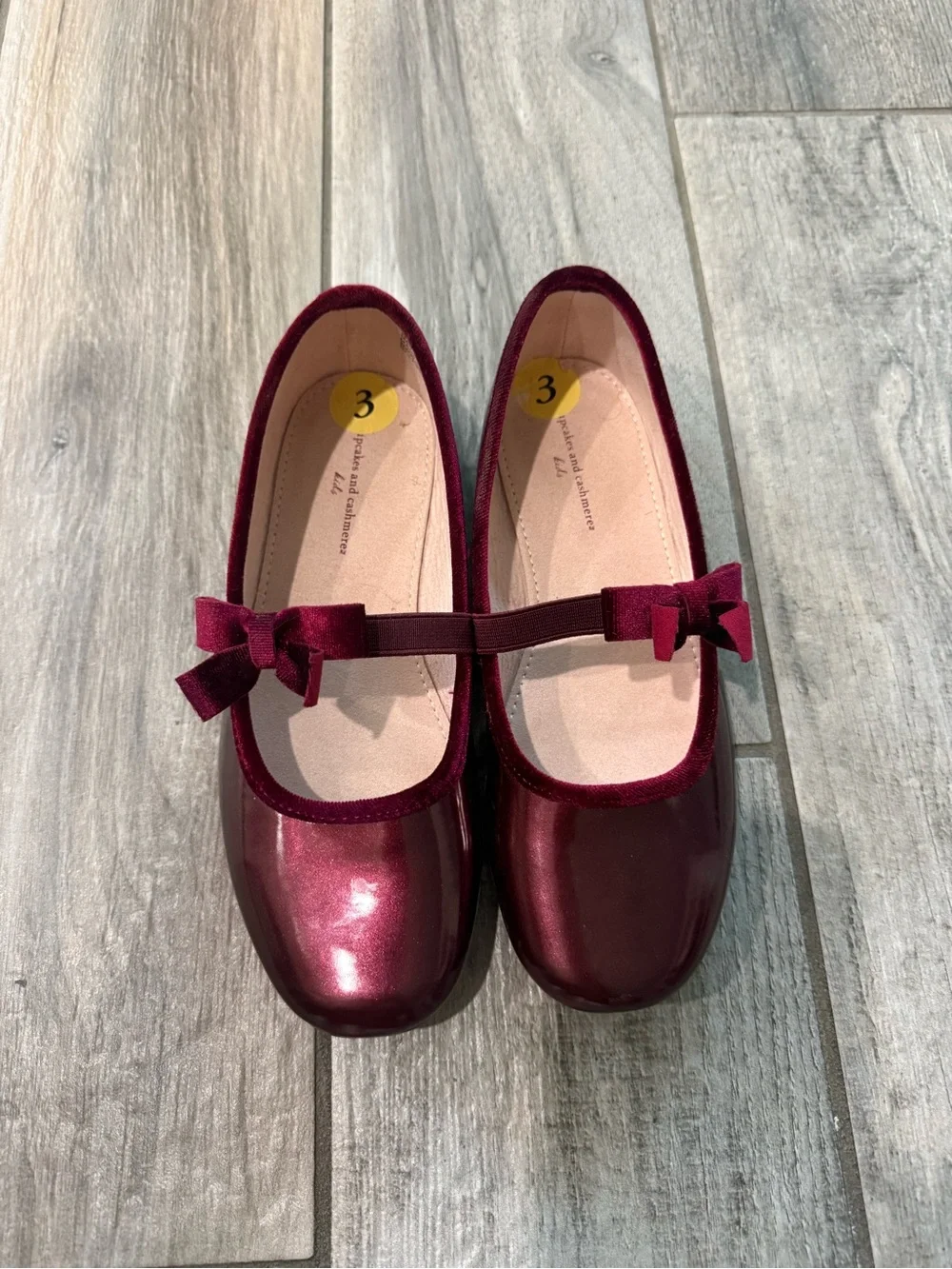 Girls Metallic Burgundy dressFlats with Bow
